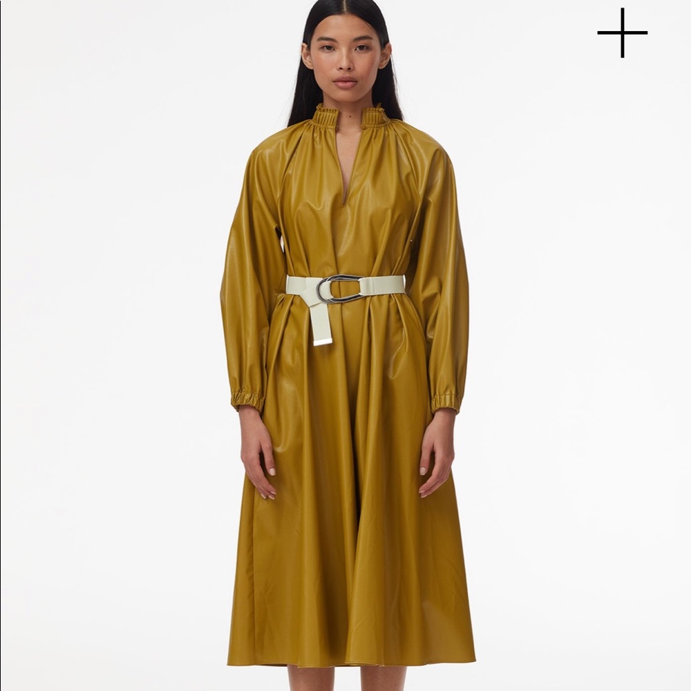 NWT Tibi✨ Edwardian Collar Faux Leather Dress